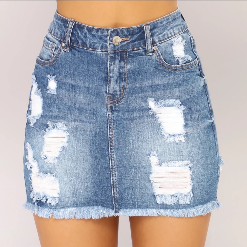 Fashion Nova Distressed Denim Skirt